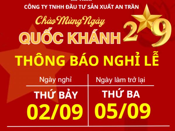 THÔNG BÁO LỊCH NGHỈ LỄ QUỐC KHÁNH 2.9 NĂM 2023