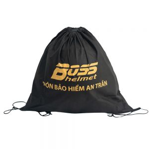 Balo túi vải không dệt BOSS Helmet màu đen có dây rút thành balo đeo đựng nón bảo hiểm 3/4 và fullface